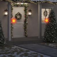 VidaXL Kerstlamp met grondpin en led inklapbaar 57 cm rood - thumbnail
