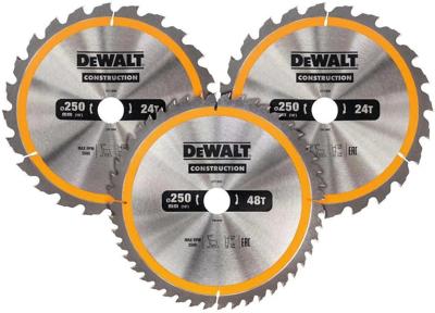 DeWALT DT1963 Cirkelzaagbladen Set 250mm (2X 24T 1X 48T)
