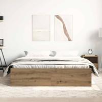 Bedframe zonder matras spaanplaat artisanaal eikenkleurig - thumbnail