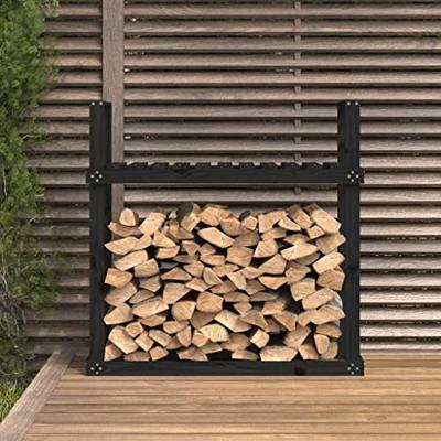 Haardhoutrek 110x35x108,5 cm massief grenenhout zwart Haardhoutrek 110x35x108,5 cm massief grenenhout zwart