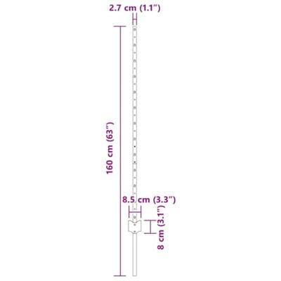 VidaXL Afrasteringspaal 22 pcs zilver 160 cm staal VidaXL Afrasteringspaal 22 pcs zilver 160 cm staal
