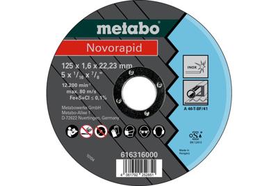 Metabo Accessoires Doorslijpschijf Ø 125x1,6x22,2 Inox, TF41 Novarapid - 616316000
