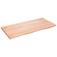 Wandschap 100x50x2 cm behandeld massief eikenhout lichtbruin - thumbnail