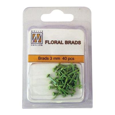 Nellie's Choice • floral glitter brads 3mm. 40stuks/pkg green
