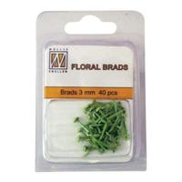 Nellie's Choice • floral glitter brads 3mm. 40stuks/pkg green - thumbnail