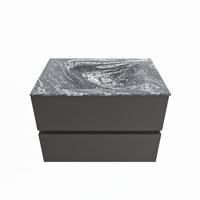 MONDIAZ VICA-DLUX 70cm badmeubel onderkast Dark grey 2 lades. Inbouw wastafel CLOUD midden 1 kraangat, kleur Lava. - thumbnail