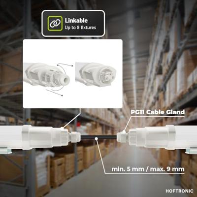 Set van 16 Q-Series LED TL Armaturen 150cm - 48 Watt 5760 Lumen vervangt 192 Watt - 120lm/W - 6500K daglicht wit licht - Gereedschapsloos Koppelbaar - IK08 - IP65 Waterdicht - Tri-proof plafondverlichting