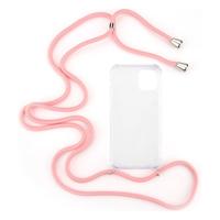 Shop4 - iPhone 12 Hoesje - Zachte Back Case met Koord Roze - thumbnail