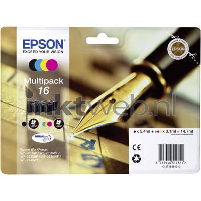Epson Inktcartridge T1626, 16 Origineel Combipack Zwart, Cyaan, Magenta, Geel C13T16264012 Epson Inktcartridge T1626, 16 Origineel Combipack Zwart, Cyaan, Magenta, Geel C13T16264012