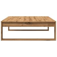 Salontafel 100x100x35 cm bewerkt hout artisanaal eikenkleurig - thumbnail