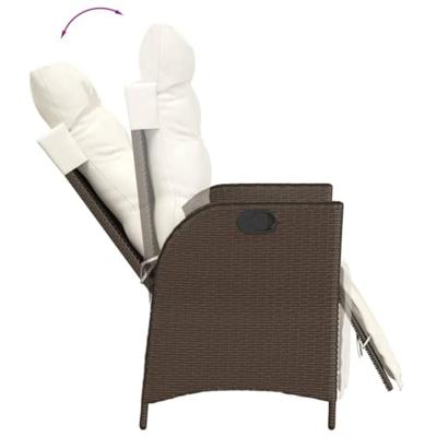 Tuinstoelen 2 st verstelbaar met voetensteun poly rattan bruin - thumbnail