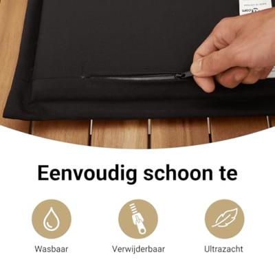 5-delige Loungeset met kussens poly rattan zwart - thumbnail