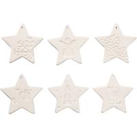 Creativ Company Ornamenten om te hangen, ster, afm 7x7 cm, wit, 6 stuk/ 1 doos - thumbnail