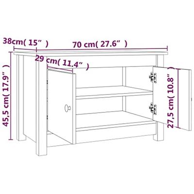 VidaXL Schoenenkast 70x38x45,5 cm massief grenenhout honingbruin VidaXL Schoenenkast 70x38x45,5 cm massief grenenhout honingbruin