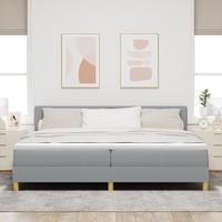 Boxspringbed met matras stof lichtgrijs 200x200 cm - thumbnail