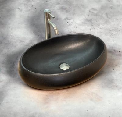 B-Stone Romy zwarte waskom ovaal 49x34cm getrommeld