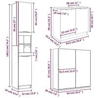 3-delige Badkamerkastenset bewerkt hout wit - thumbnail