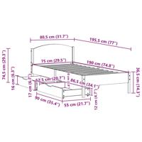 Bedframe zonder matras massief grenenhout wasbruin 100x200 cm - thumbnail