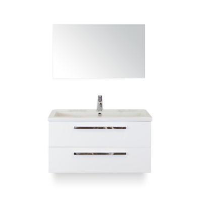 Seville Badmeubelset 100 cm - Wit Hoogglans - Wastafel Djazz 1 kraangat - met Spiegel