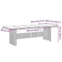 11-delige Bistroset met kussens poly rattan bruin - thumbnail