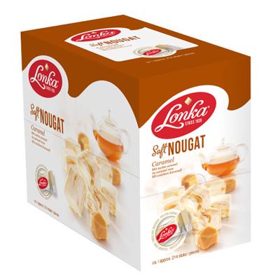 Lonka Nougat, per stuk verpakt, 12g, doos van 214 stuks, caramel