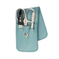 Erbe Solingen 3-delige manicure etui met drukknoopsluiting lichtblauw (erbe9203) - thumbnail