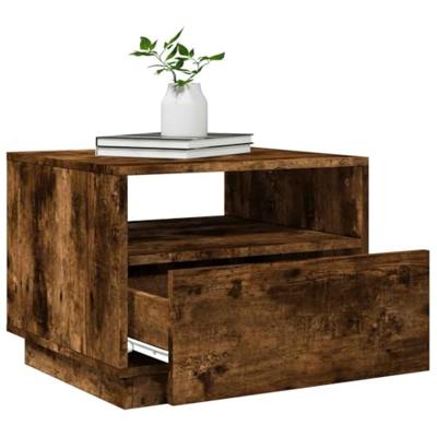 Salontafel met LED-verlichting 50x49x40 cm gerookt eikenkleurig