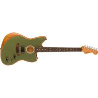 Fender Acoustasonic Player Jazzmaster Antique Olive elektrisch-akoestische gitaar met gigbag - thumbnail