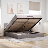Ottoman bed met matras 200x200 cm stof taupe - thumbnail