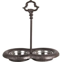 Clayre & Eef Voerbak Hond  36*21*41 cm Bruin Ijzer Rond Voerbak Kat