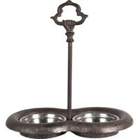 Clayre & Eef Voerbak Hond  36*21*41 cm Bruin Ijzer Rond Voerbak Kat - thumbnail