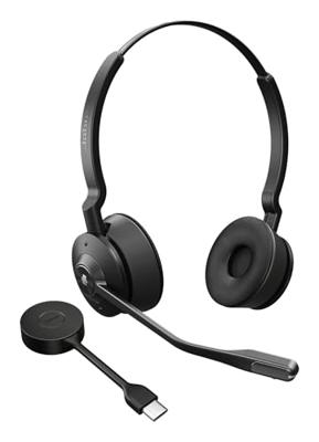 Jabra Engage 55 SE Stereo Link400c MS On Ear headset DECT, Kabel Stereo Zwart Noise Cancelling Microfoon uitschakelbaar (mute)