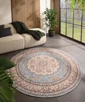 Heritaged Rond Vintage buitenkleed - Valenca Nova lichtblauw|beige - - thumbnail