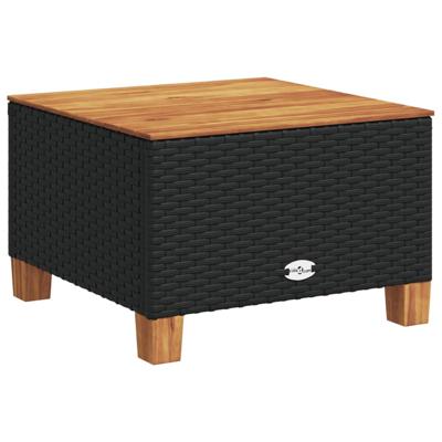 7-delige Loungeset met kussens poly rattan zwart - thumbnail