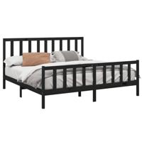 Bedframe massief grenenhout zwart 200x200 cm - thumbnail