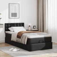 Ottomaanse bed met matras 90x190cm kunstleer zwart - thumbnail