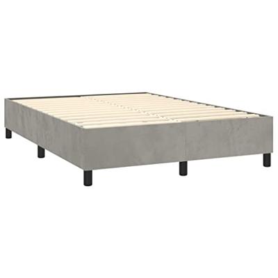 Boxspring met matras en LED fluweel lichtgrijs 140x190 cm