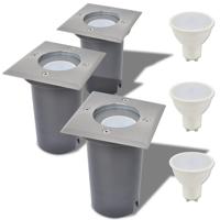 VidaXL Led-grondspots buiten 3 stuks vierkant - thumbnail