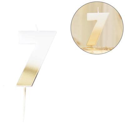 Ginger Ray kaars cijfer 7 ombre goudkleurig 8 cm | 20 stuks