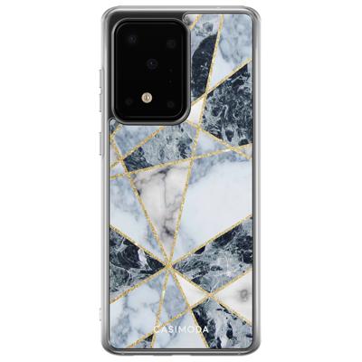 Samsung Galaxy S20 Ultra siliconen hoesje - Marmer blauw Samsung Galaxy S20 Ultra siliconen hoesje - Marmer blauw