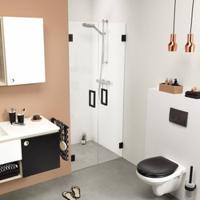 Nisdeur by Sealskin &apos;i AM&apos; 80x200 cm Pendeldeuren Mat Zwart Helder Glas Antikalk - thumbnail