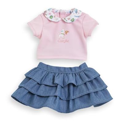 Corolle rok met ruches en t-shirt voor babypop, 30cm.