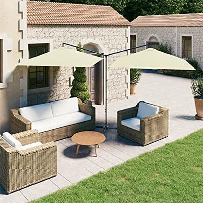 VidaXL Parasol dubbel met stalen paal 600x300 cm zandkleurig VidaXL Parasol dubbel met stalen paal 600x300 cm zandkleurig