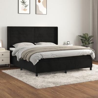 Boxspring met matras fluweel zwart 180x200 cm