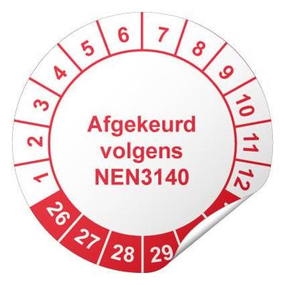 Keuringssticker afgekeurd volgens NEN 3140 - 40 mm - 300 stuks (op rol)