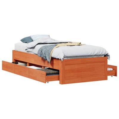 Bedframe zonder matras met lades grenenhout wasbruin 100x200 cm