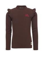 LOOXS Little winter t-shirt meisjes - donker bruin - rib/longsleeve - thumbnail
