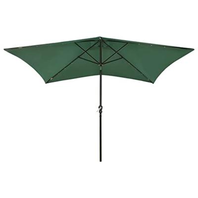 VidaXL Parasol met led's en stalen paal 2x3 m groen
