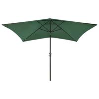VidaXL Parasol met led's en stalen paal 2x3 m groen - thumbnail
