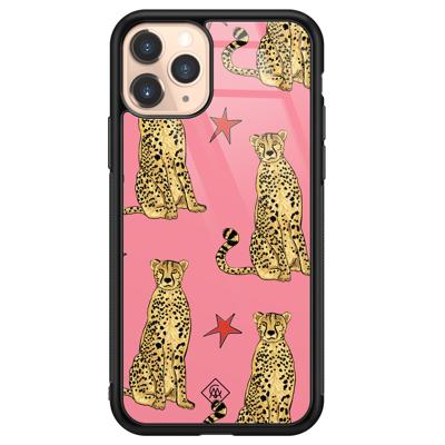 iPhone 11 Pro glazen hardcase - The pink leopard iPhone 11 Pro glazen hardcase - The pink leopard
